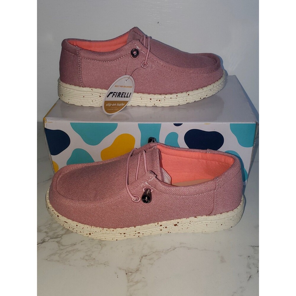 Firelli Kids Youth 2 Loafers Canvas School Walking Shoes Pink New With Box